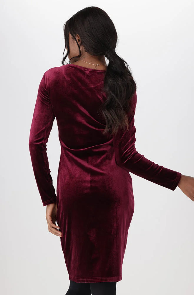 Dunns Clothing | Ladies | Aria Scoop Neck Bodycon Dress _ 148648 Burgundy