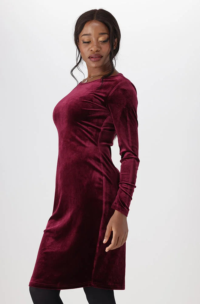 Dunns Clothing | Ladies | Aria Scoop Neck Bodycon Dress _ 148648 Burgundy