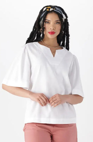 Dunns Clothing | Ladies | AZOLA PEASANT TOP _ 144839 White