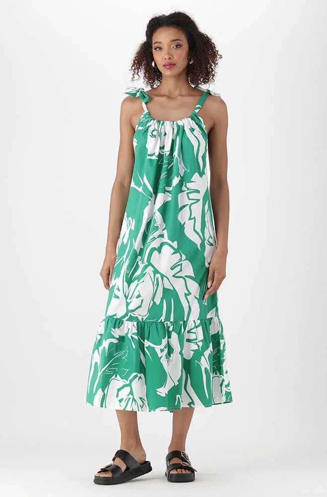 Dunns Clothing | Ladies | BETH SHOULDER TIE DRESS _ 151282 Green
