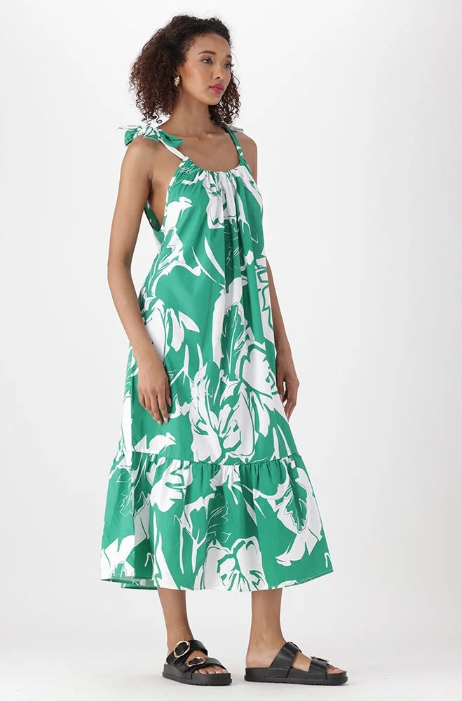 Dunns Clothing | Ladies | BETH SHOULDER TIE DRESS _ 151282 Green