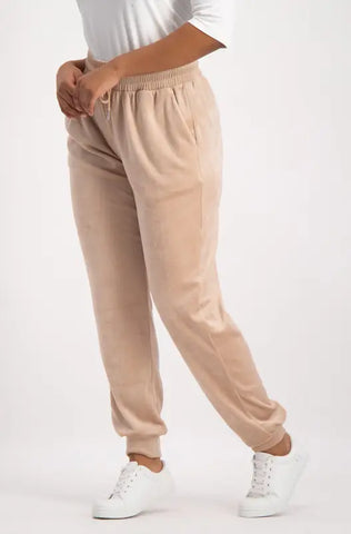 Dunns Clothing | Ladies | Britney Velour Jogger _ 136723 Taupe