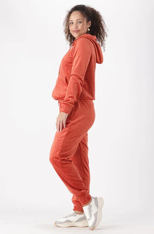 Dunns Clothing | Ladies | Britney Velour Zip Tru Hoodie _ 145733 Orange