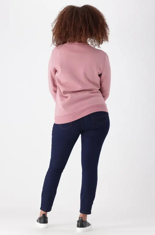 Dunns Clothing | Ladies | Brooklyn Fleece Crew Neck _ 139293 Pink