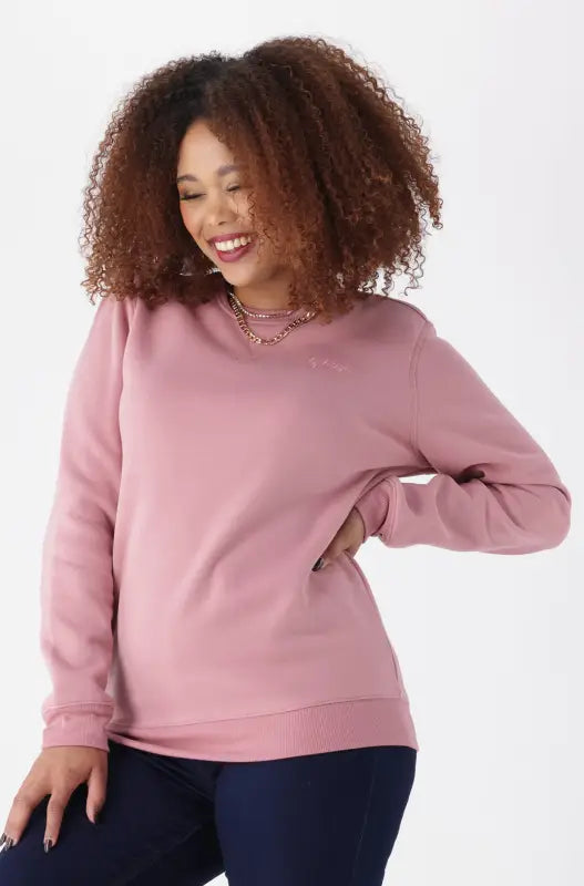 Dunns Clothing | Ladies | Brooklyn Fleece Crew Neck _ 139293 Pink