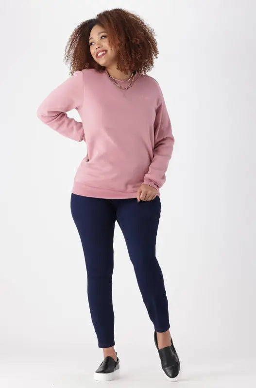 Dunns Clothing | Ladies | Brooklyn Fleece Crew Neck _ 139293 Pink