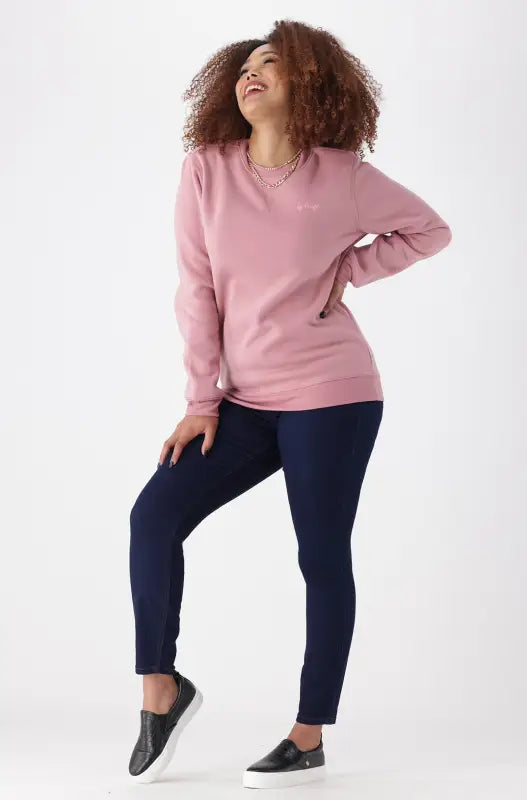 Dunns Clothing | Ladies | Brooklyn Fleece Crew Neck _ 139293 Pink