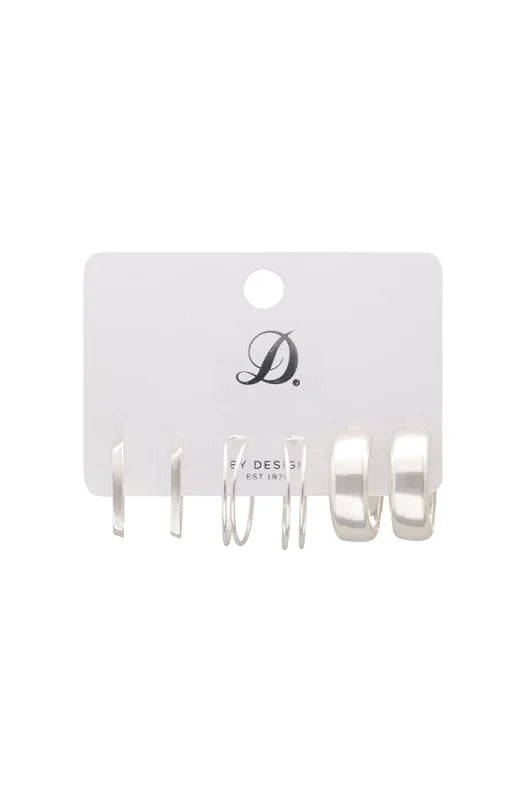 Dunns Clothing | Accessories | Cassey 3 Pack Hoop Earrings _ 148670 Silver