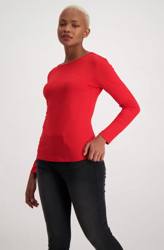 Dunns Clothing | Ladies | Cleo Crew Neck Tee _ 129568 Red