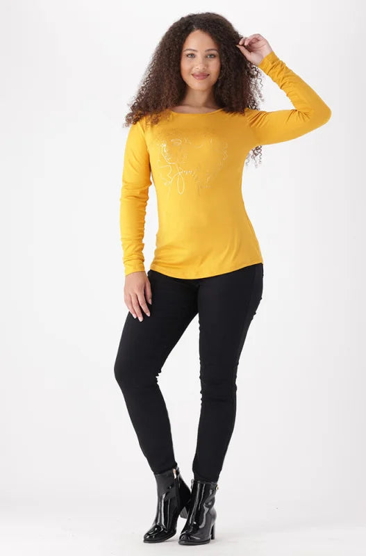 Dunns Clothing | Ladies | Cleo Crew Neck Tee _ 148070 Ocre