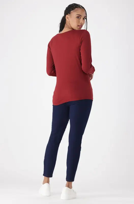 Dunns Clothing | Ladies | Cleo Crew Neck Tee _ 148943 Burgundy