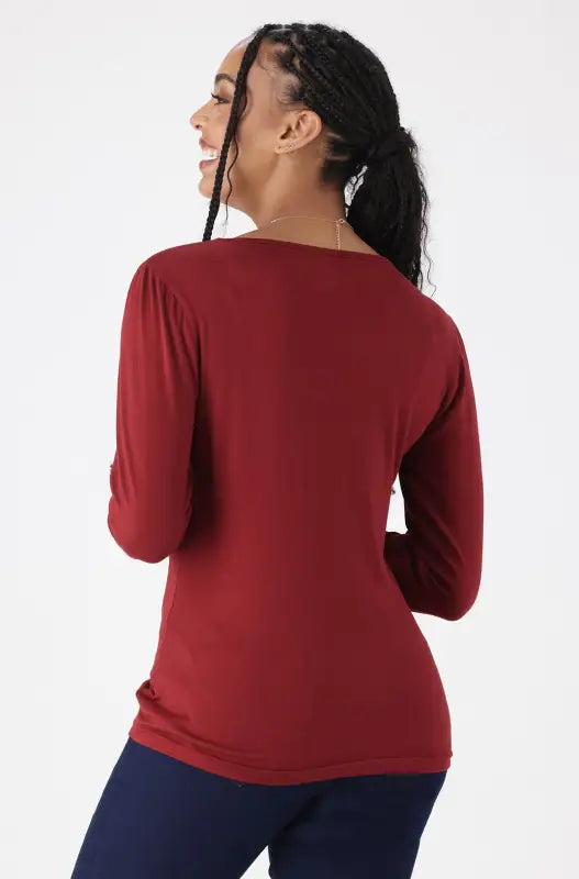 Dunns Clothing | Ladies | Cleo Crew Neck Tee _ 148943 Burgundy