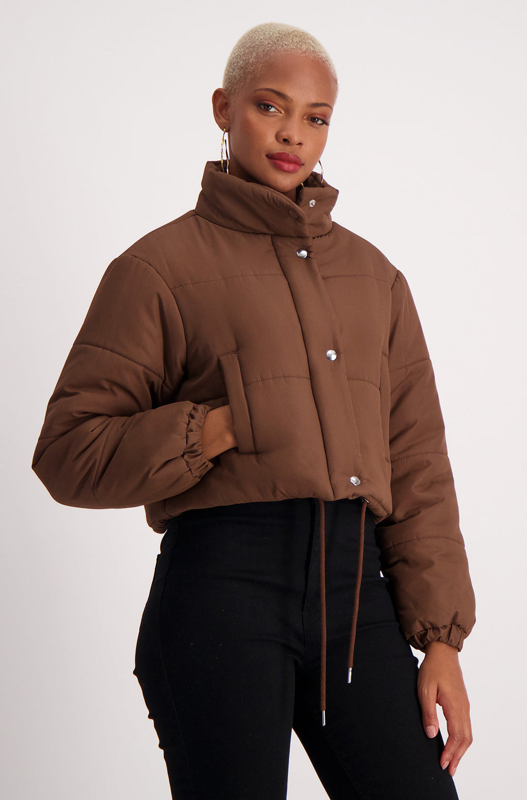 Cleo Short Puffer Jacket _ 134885 _ Brown