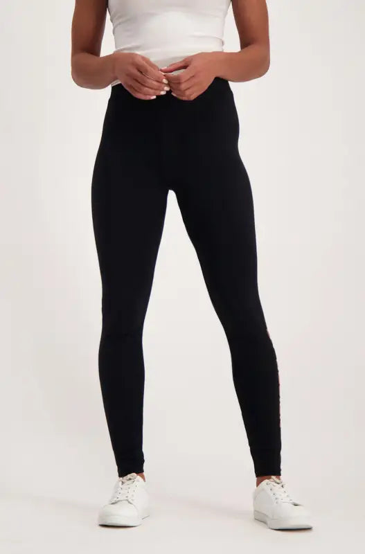 Dunns Clothing | Ladies Courtney Branded Leggings _ 141079 Black