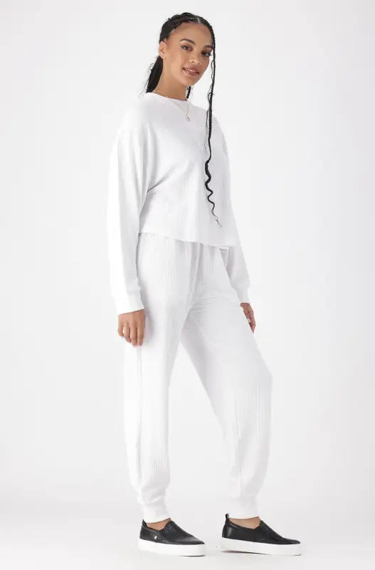 Dunns Clothing | Ladies | Aria Textured Jogger _ 145700 White