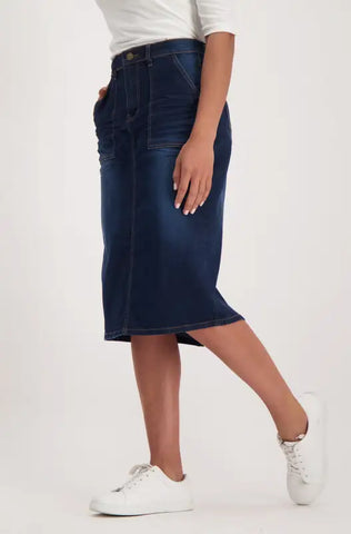 Dunns Clothing | Ladies | Diane Denim Skirt _ 141330 Dark Wash