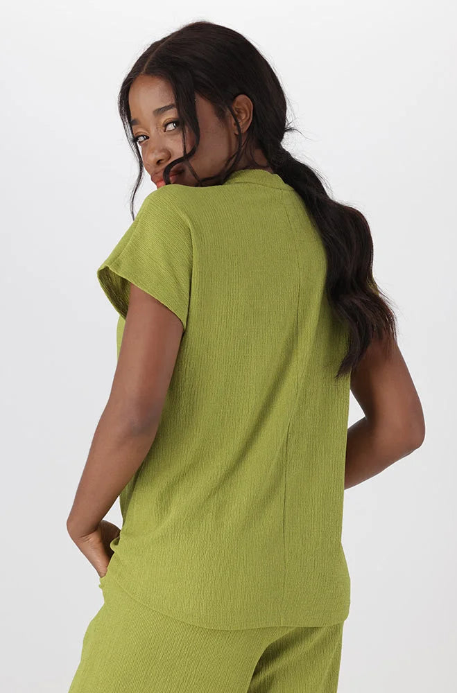 Dunns Clothing | Ladies | Edith Shortsleeve Portofino Top _ 151186 Green