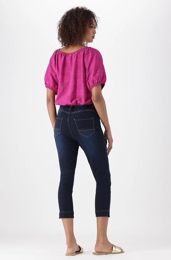 Dunns Clothing | Ladies | Gea Textured Peasant Top _ 151574 Purple