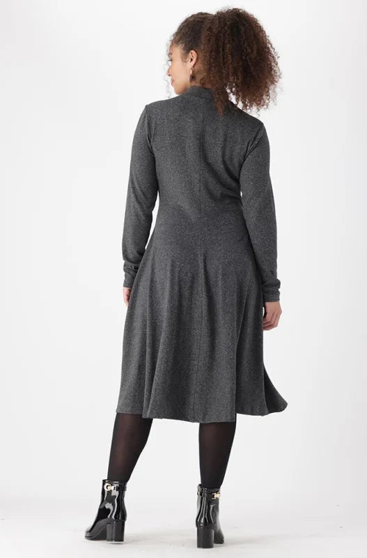 Dunns Clothing | Ladies | Gia Fit And Flare Turtle Neck Dress _ 148642 Charcoal
