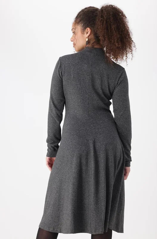 Dunns Clothing | Ladies | Gia Fit And Flare Turtle Neck Dress _ 148642 Charcoal