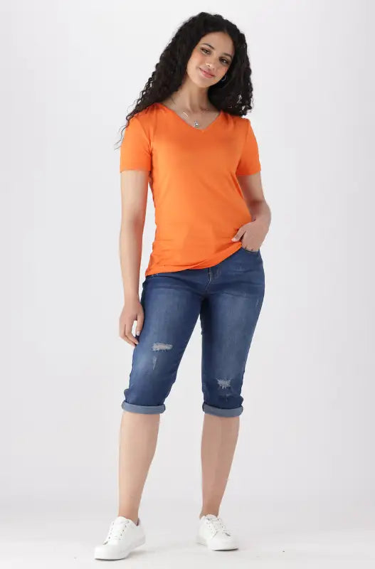 Dunns Clothing | Ladies Grace V-Neck Tee _ 140571 Orange