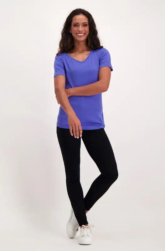 Dunns Clothing | Ladies | Grace V Neck Tee _ 141312 Blue