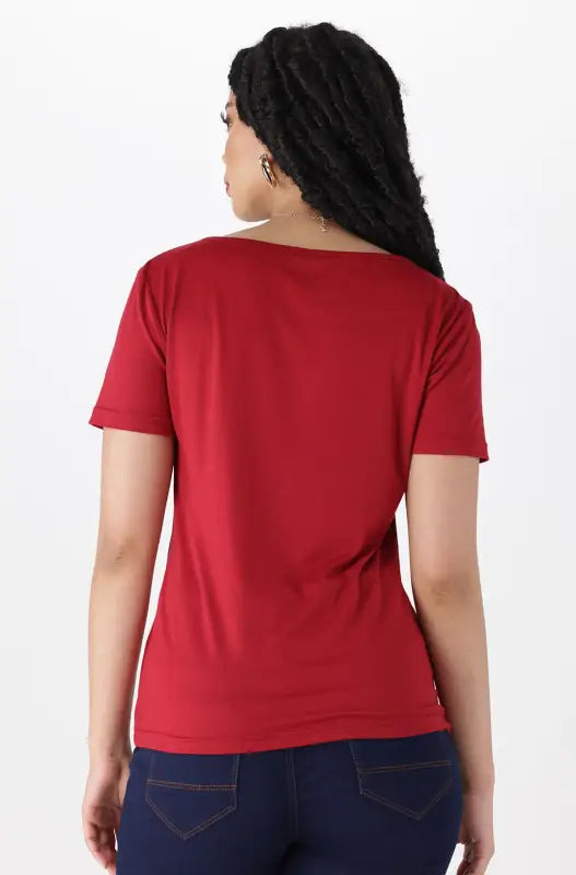 Dunns Clothing | Ladies Grace V Neck Tee _ 141318 Red
