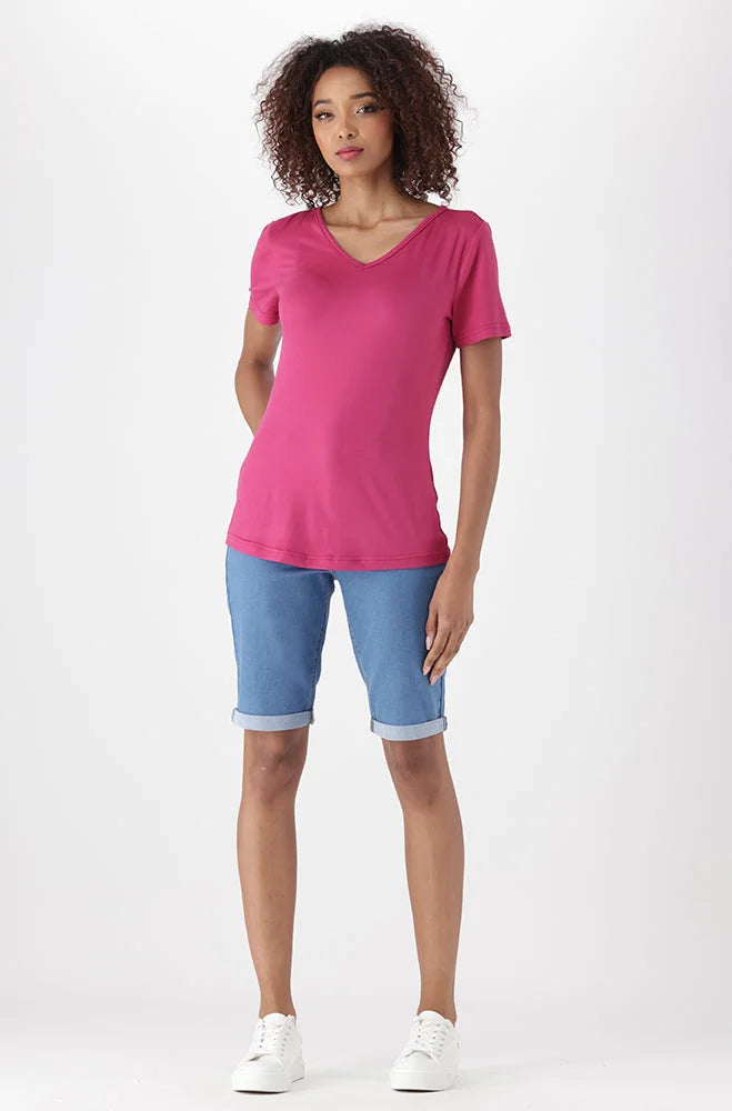 Dunns Clothing | Ladies | Grace V Neck Tee _ 151376 Purple