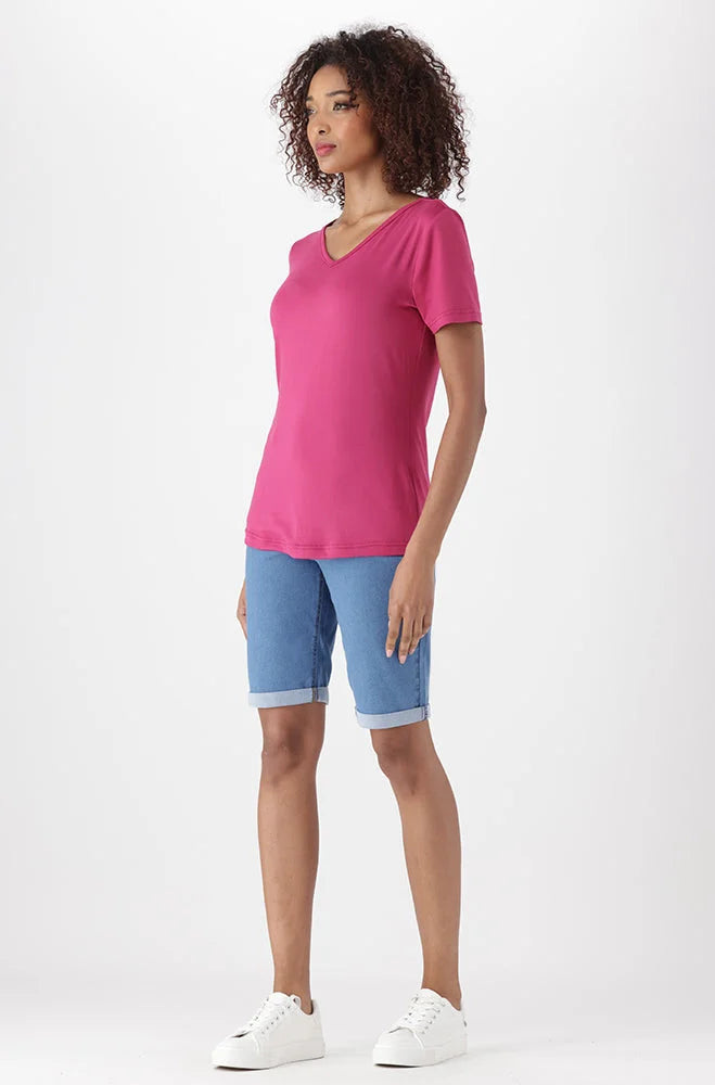 Dunns Clothing | Ladies | Grace V Neck Tee _ 151376 Purple