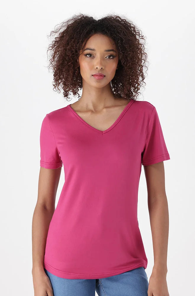 Dunns Clothing | Ladies | Grace V Neck Tee _ 151376 Purple