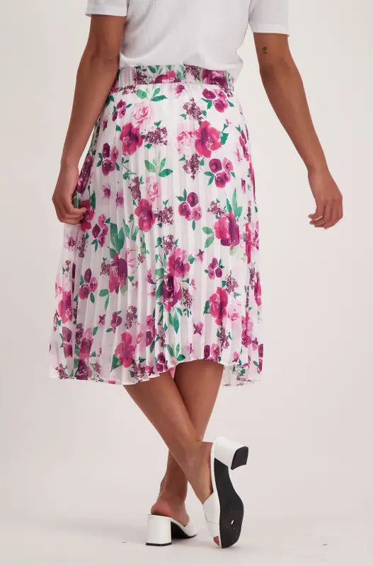 Dunns Clothing | Ladies Iris Floral Pleated Skirt _ 140851 Multi