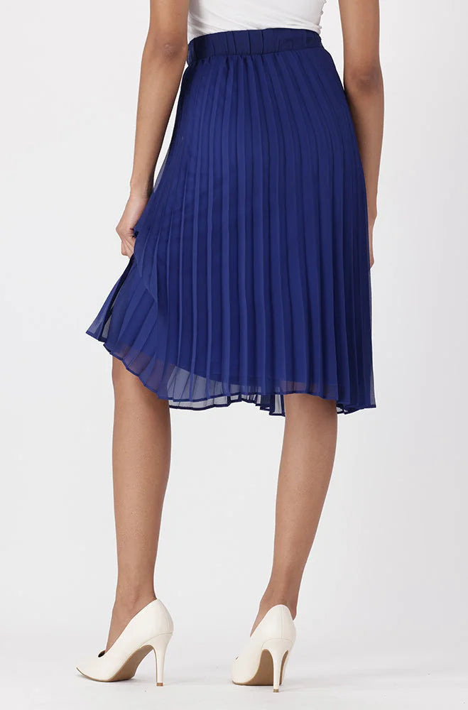 Dunns Clothing Iris Pleat Skirt 155144 Blue R299