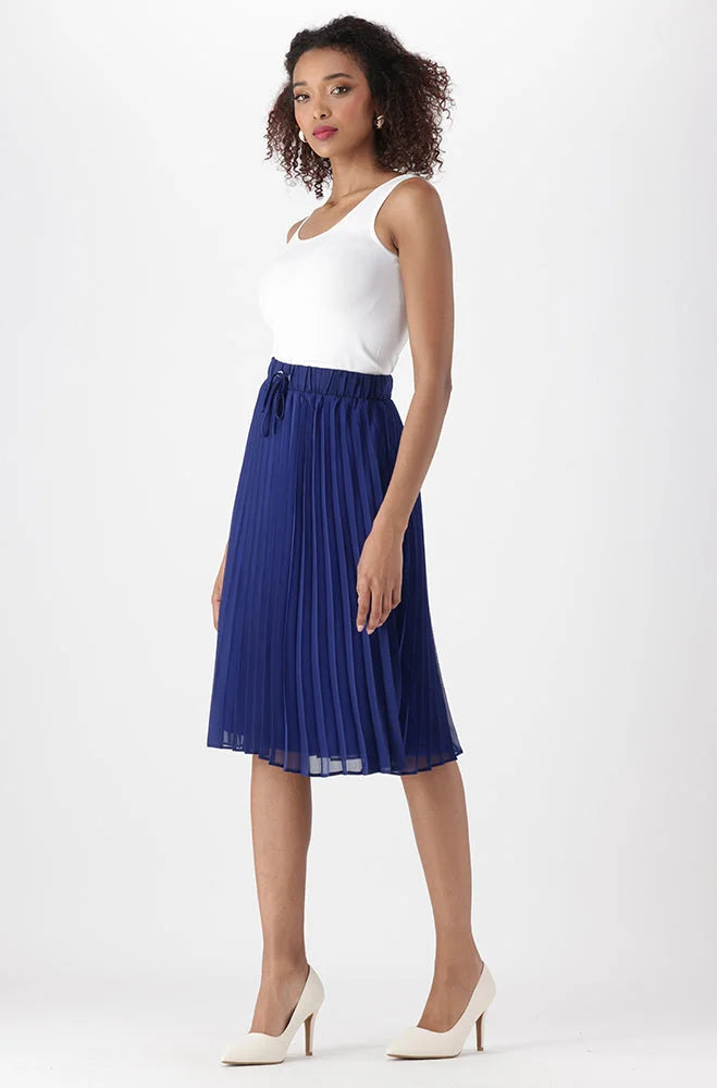 Dunns Clothing | Ladies | Iris Pleat Skirt _ 155144 Blue