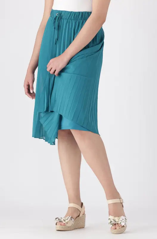 Dunns Clothing | Ladies Iris Pleated Skirt _ 140857 Teal