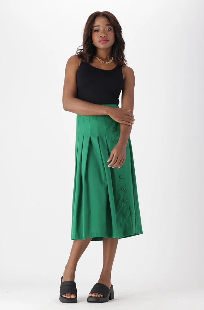 Dunns Clothing | Ladies | Ivy Button Side Skirt _ 150494 Green