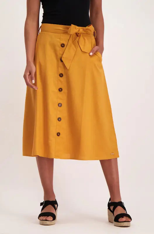 Dunns Clothing | Ladies Ivy Button Through Skirt _ 141729 Ocre