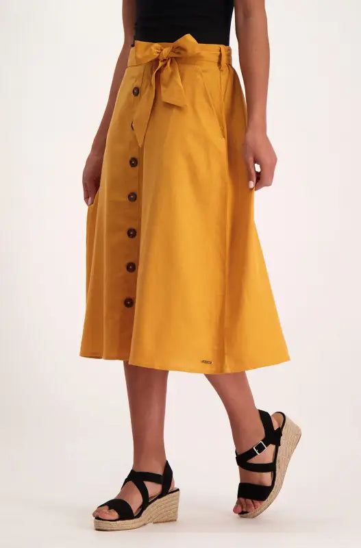 Dunns Clothing | Ladies Ivy Button Through Skirt _ 141729 Ocre