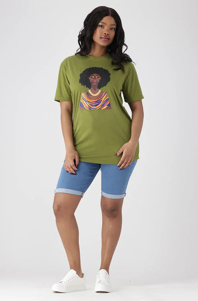 Dunns Clothing | Ladies | Jade Graphic Print Boyfriend Tee _ 154189 Green