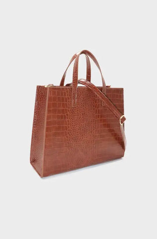 Dunns Clothing | Accessories | Janinie Croc Large Tote Bag _ 143744 Brown