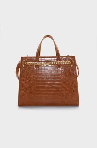 Dunns Clothing | Accessories | Janinie Croc Large Tote Bag _ 143744 Brown