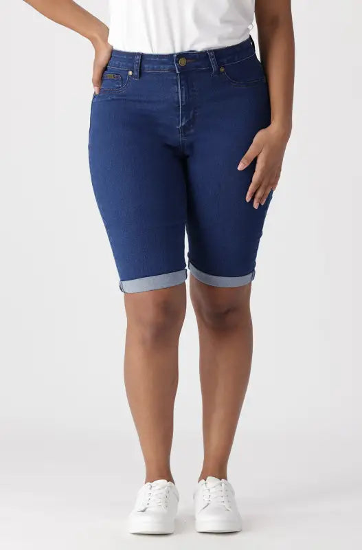 Dunns Clothing | Ladies Jenner Bermuda Denim Shorts _ 132959 Mid Wash