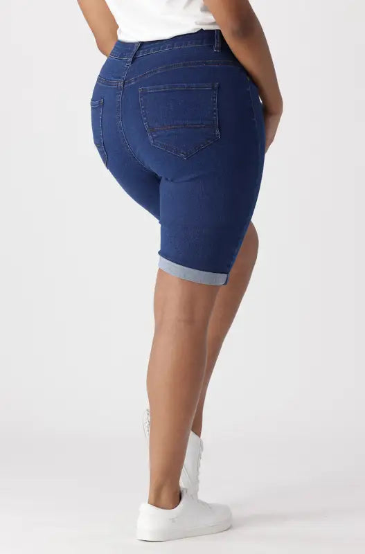 Dunns Clothing | Ladies Jenner Bermuda Denim Shorts _ 132959 Mid Wash