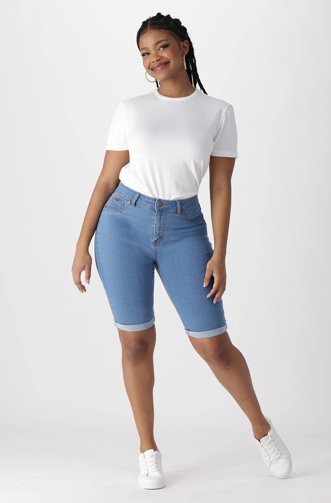 Dunns Clothing | Ladies | Jenner Bermuda Shorts _ 132957 Light Wash