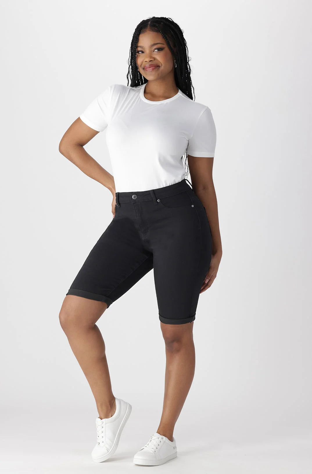 Ladies black bermuda shorts discount