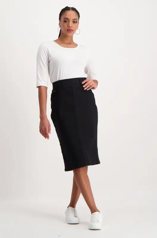 Dunns Clothing | Ladies | Jenny Denim Skirt _ 116749 Black Wash