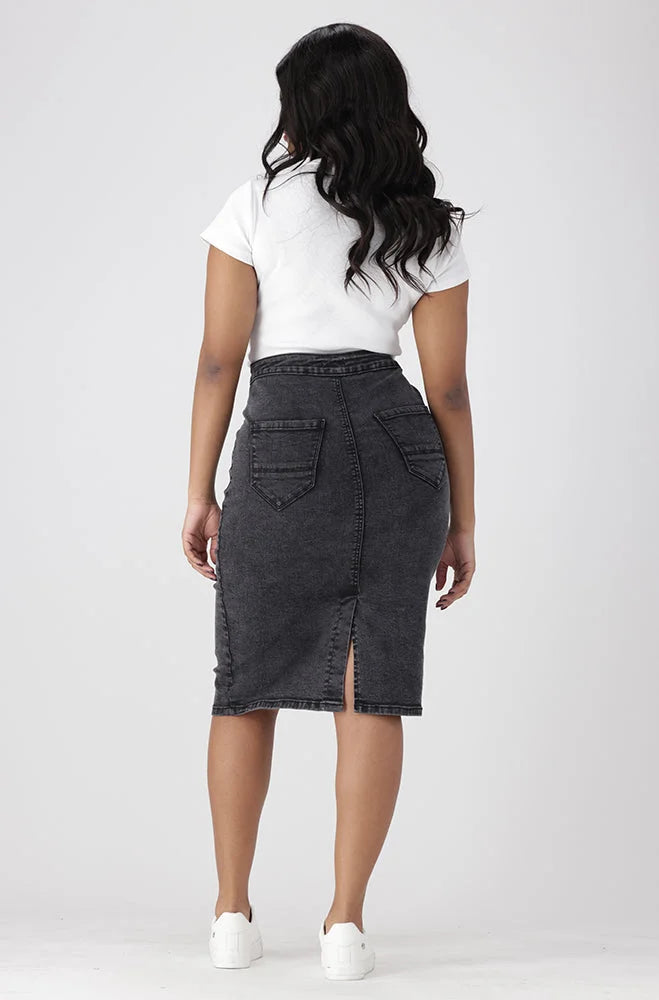 Dunns Clothing | Ladies | Jessie Denim Tube Skirt _ 154149 Grey