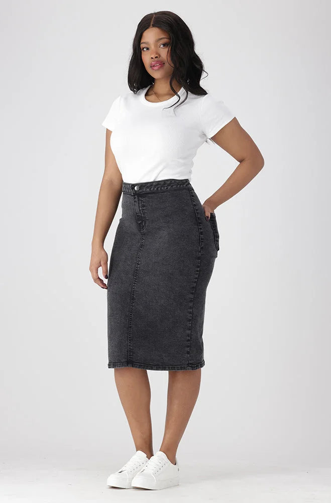 Dunns Clothing | Ladies | Jessie Denim Tube Skirt _ 154149 Grey
