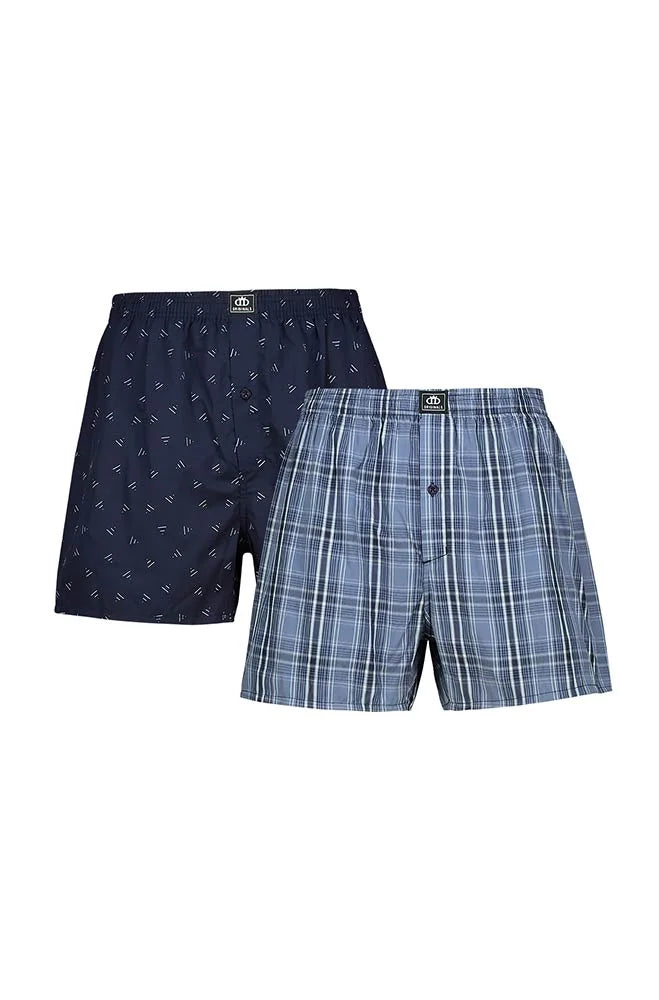 Dunns Clothing | Underwear | Jett Woven Boxers - 2 Pack _ 146418 Blue