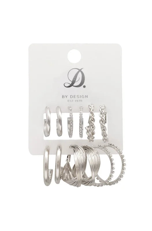 Dunns Clothing | Accessories | Juliana 6 Pack Earring _ 148093 Silver