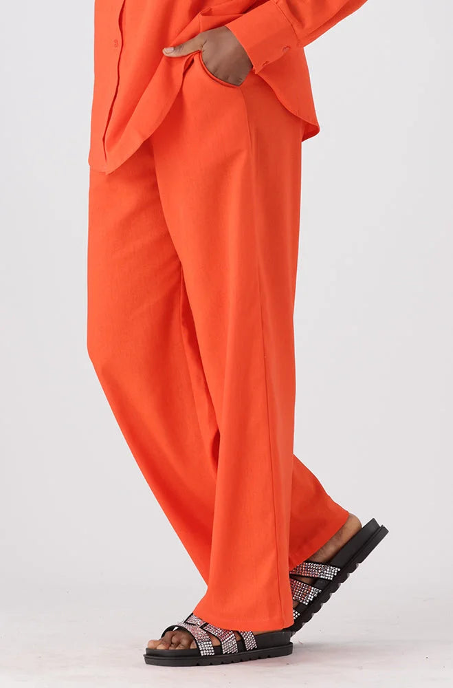 Dunns Clothing | Ladies | Kate Linen Blend Wide Leg Pants _ 150220 Orange